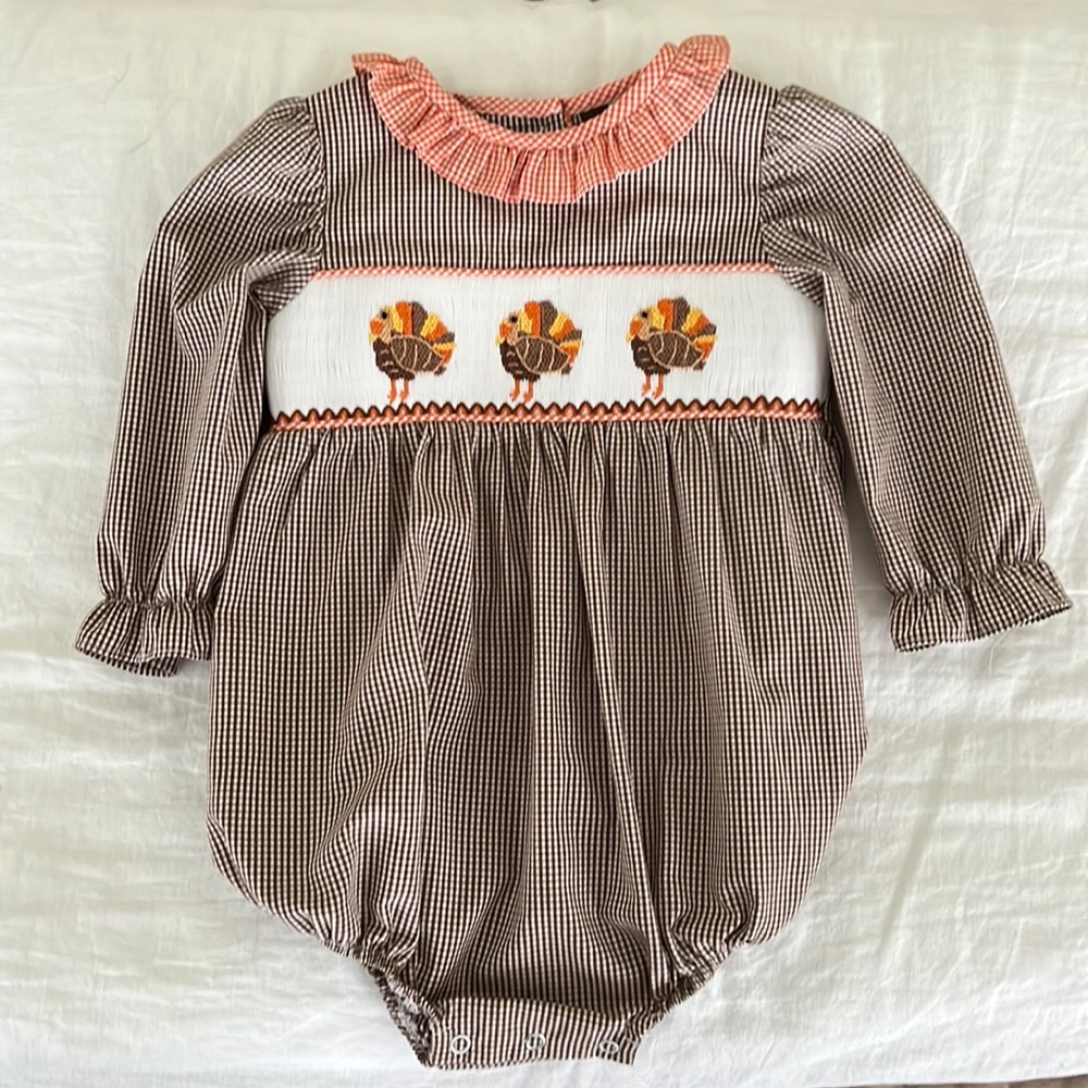 Banana Split Thanksgiving Turkey Toddler Bubble Romper - 18mo